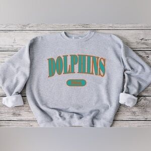 Dolphins Offset Crewneck